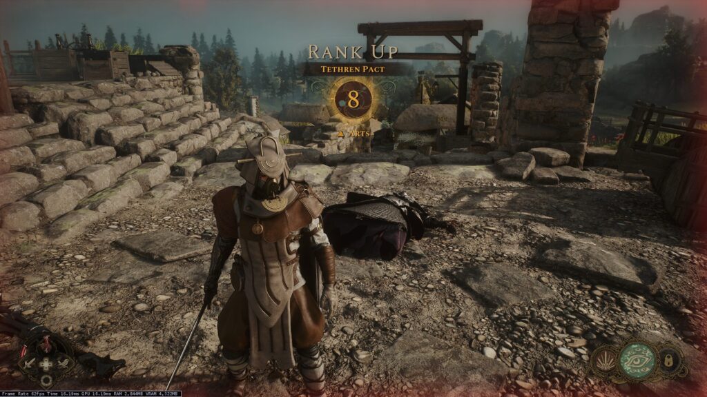 Soulframeのスクリーンショットでマップが兵士が立っている。